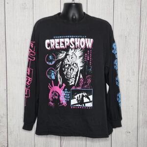Creepshow Long Sleeve Horror Graphic T-Shirt Black Neon Retro Movie Tee XL
